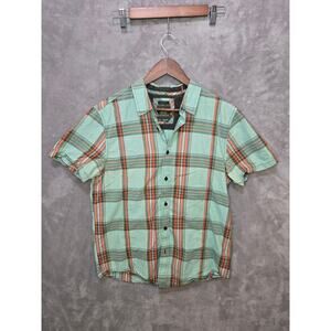 Prana Turquoise & Burnt Orange Slim Fit Button-Up – Men’s Medium